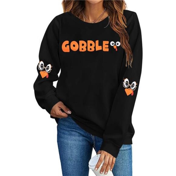 Cute Turkey Face SweatshirtFunny Fall Thanksgiving Pullover
